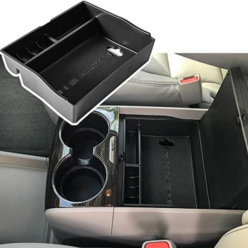 Center Console Organizer Tray Compatible with Sienna Accessories 2011-2015 2016 2017 2018 2019 2020 Secondary Armrest Storage Glove Box Dividers MPV ABS Black Materials (BlackSienna)