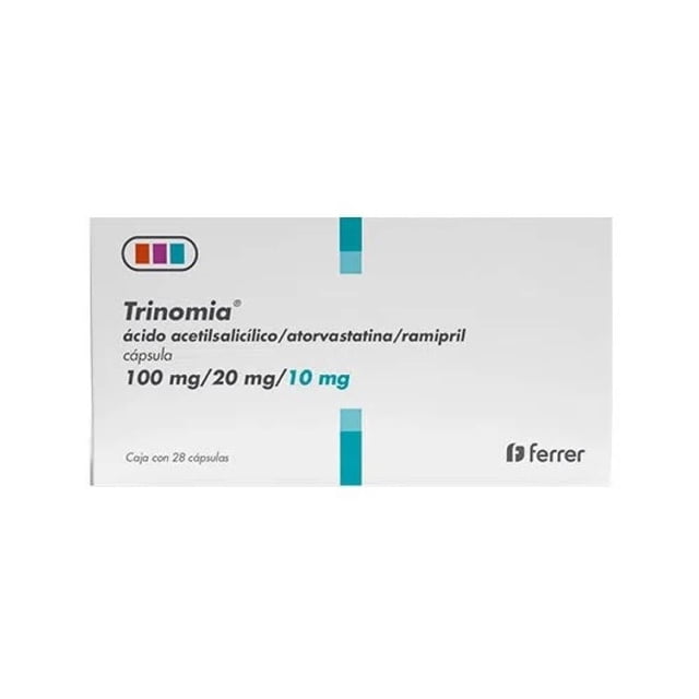 Trinomia 28 cápsulas 100 mg/20 mg/10 mg