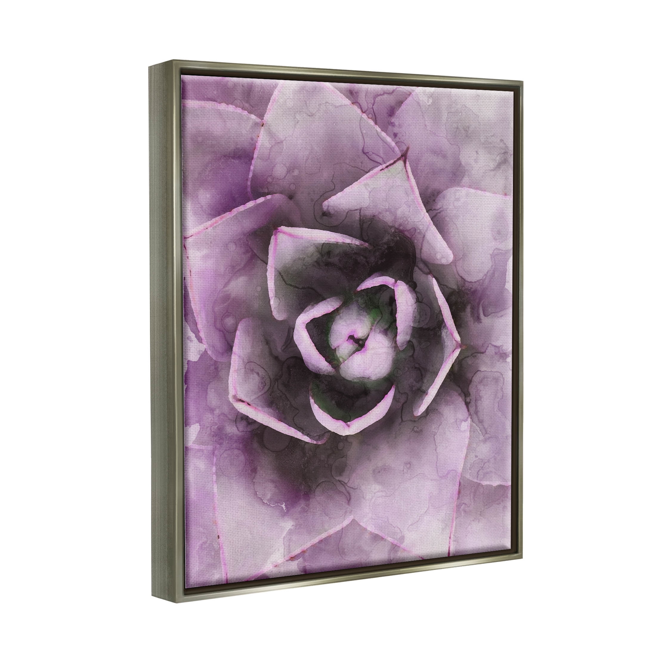 Modern Purple Succulent Leaves Botanical & Floral Graphic Art Luster Gray Framed Art Print Wall Art