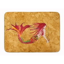 Ginger Red Headed Mermaid on Gold Machine Washable Memory Foam Mat