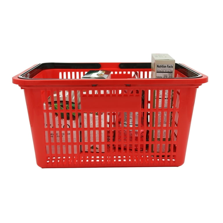 SSWBasics Red Shopping Basket Break Resistant Plastic 12 W x 17 L x 8 D