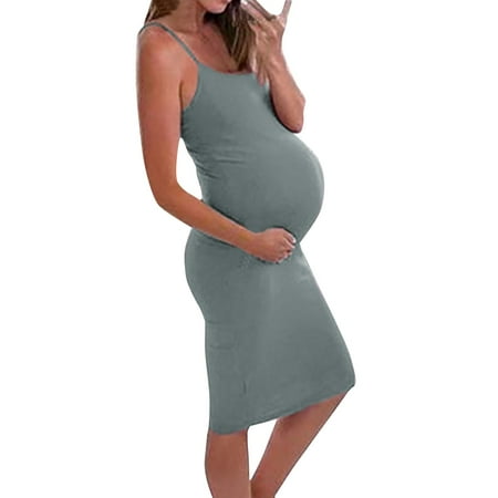 

Women Solid Color High Waist Stretchy Bodycon Maternity Dress Pencil Skirt Skirt Over The Belly Swing Dress Mama Sundress Casual Fashion Summer Clothes