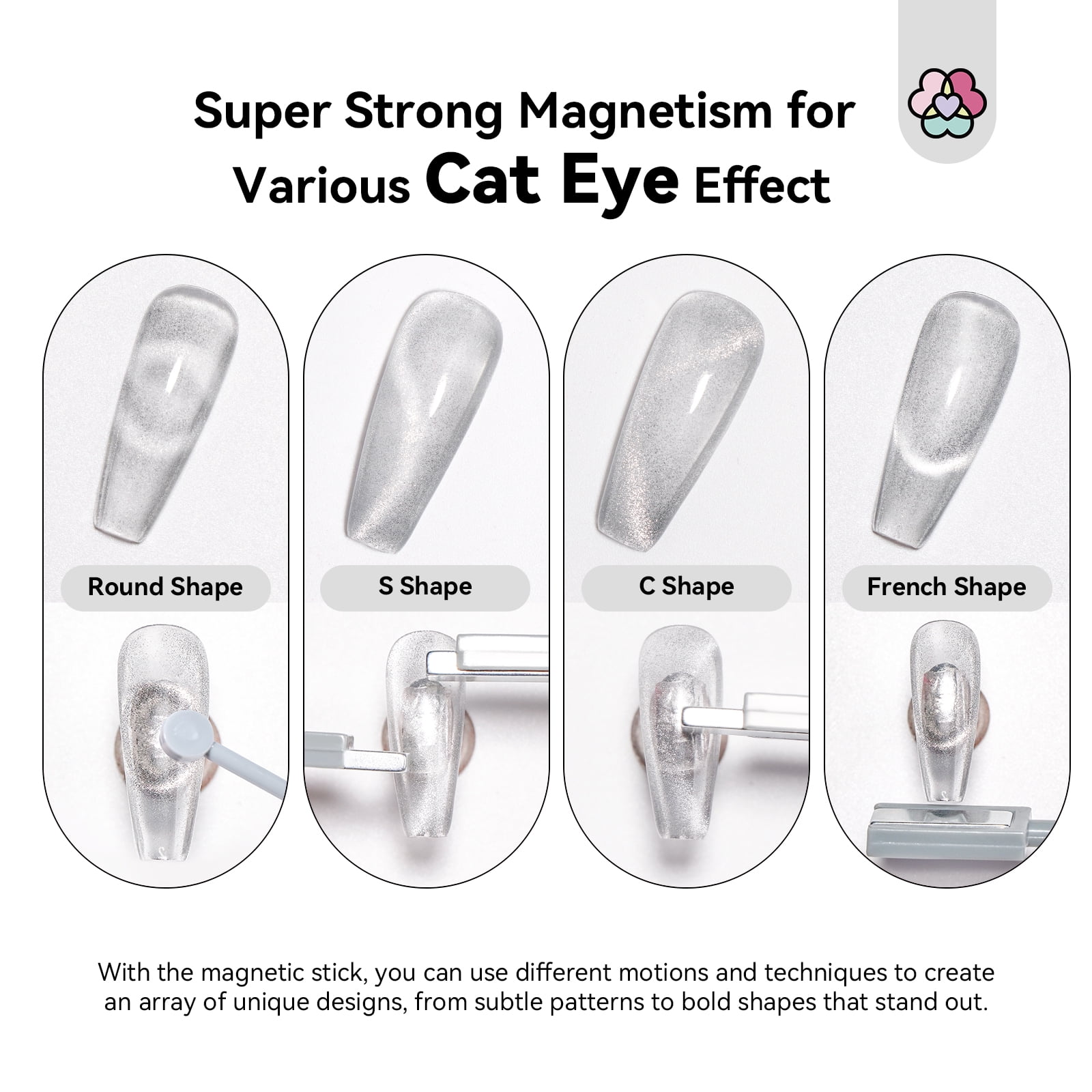SAVILAND Cat Eye Magnetic for Nail: 9PCS Cat Eye Gel Nail Polish Magnet Tools Set