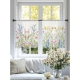 thumbnail image 6 of Sheer Curtains 54 Inches Long, Spring Floral Light Filtering Window Curtains for Living Room/Bedroom, Colorful Watercolor Botanical Summer Rod Pocket Voile Sheer Curtain Drapes, 52"W x 54"L, 2 Panels, 6 of 8