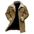 thumbnail image 5 of Atogsazn Mens Sherpa Lined Trench Coat Casual Fleece Ling Sleeve Button Jacket Winter Thick Warm Tops Khaki L Fashion, 5 of 8