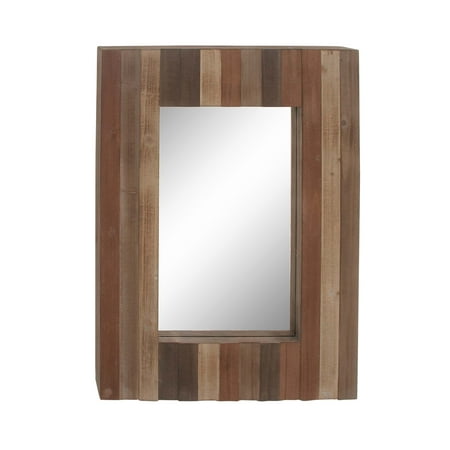 Decmode Rectangular 38 X 28 Inch Slat Style Wood Wall Mirror Dark Decmode Rectangular 38 X 28 Inch Slat Style Wood Wall Mirror Dark Brown