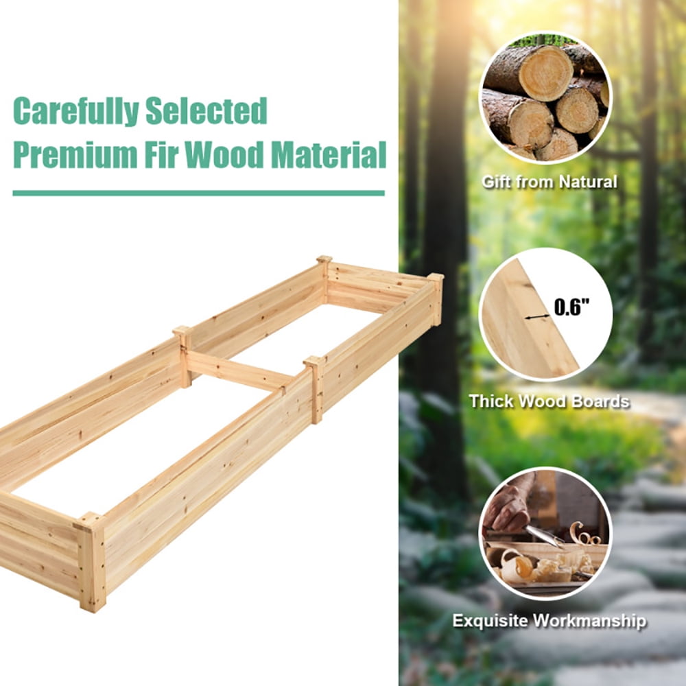 Topcobe Wooden Vegetable Raised Garden Bed for Backyard Patio Balcony, Planter Boxes Outdoor, Planters for Plants