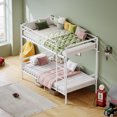 thumbnail image 4 of Leumius Metal Bunk Bed Twin Over Twin,Heavy Duty Bed Frame with Safety Guard Rails and Space-Saving Design,Steel Bed for School, Bedroom,White, 4 of 11