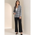 thumbnail image 3 of DARING DIVA Women's Plaid Notched Lapel Blazer S Grey, 3 of 6