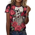 thumbnail image 3 of Skull Women T-Shirt Classic O Neck T-Shirts Short-Sleeve Trendy Animal Print Design Tshirt Casual Clothing, 3 of 5