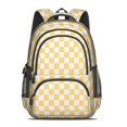 thumbnail image 2 of Yellow and White Checkered Pattern Backpack for School, Cute School Bag with Adjustable Shoulder Straps and Padded Back, 16.9"x12.6"x5.9", 2 of 5