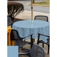 thumbnail image 5 of Outdoor Tablecloths with Umbrella Hole & Zipper, Haze Blue Plaid 60x60 Inch Square Tablecloths, Farmhouse Modern Abstract Striped Waterproof Table Cloth, Patio/Pool/Picnic Table Covers, 5 of 8