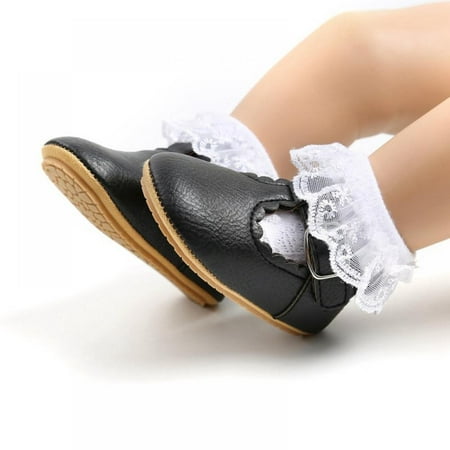 

50% Off! Kids Mary Jane Shoes- PU Leather Soft Non-Slip Rubber Sole Infant Girl Boy Flats Newborn Crib Shoes Toddler First Walking Shoes 0-2 Years Old
