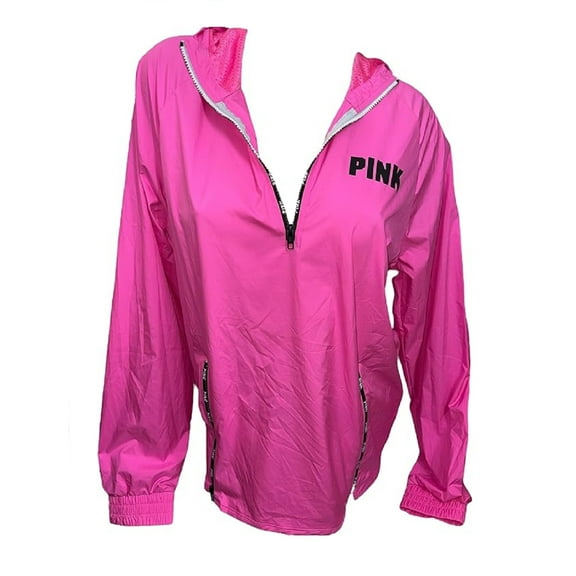 Victoria's Secret Pink Anorak Windbreaker Hoodie Jacket Quarter Zip Color Pink, XS/S NWT