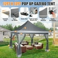 thumbnail image 6 of HOTEEL 12x12 EZ Pop Up Gazebo Tent with Sidewalls,Patio Gazebo Instant Shelter for Outdoor Party Camping Backyard Beach with Carry Bag,Stakes,Ropes,Gray, 6 of 12