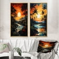 thumbnail image 1 of Designart "Palm Trees Tropical Painting VI" Palms & Palm Trees Framed Wall Art Set Of 2 - Red Floral Gallery Wall Frame Set For Home Decor, 1 of 6