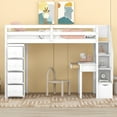 thumbnail image 2 of Harper & Bright Designs Twin Size Loft Bed with Desk and Stairs, Wooden High Loft Bed with Drawers and Shelves, White, 2 of 12