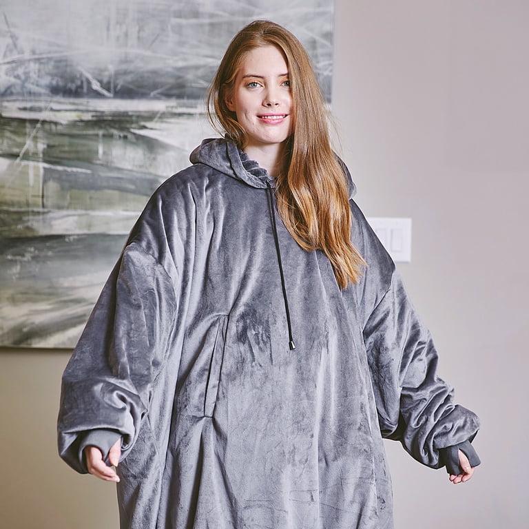 Nestl Comfy Wearable Blanket Hoodie for Adults & Youth, Oversized,  Reversible Plush Microfiber, Gray - Walmart.com