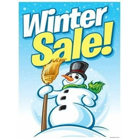 P15WTS Winter Sale Snowman Window Sale Sign Posters Retail Business Store Signs (P70-38" x 50") Furniture Flooring Mattress Wholesale Indoor Signage
