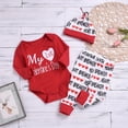 thumbnail image 3 of BemeyourBBs Newborn My First Valentines Day Outfit Baby Boy Outfits Letter Romper Excavator Pants Set Hat Cute Infant Spring Clothes, 3 of 9