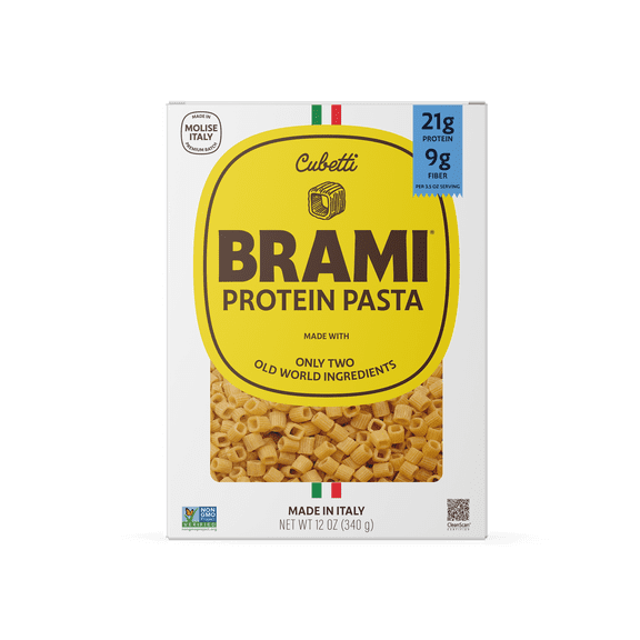 Brami Cubetti High Protein Pasta, 21g Protein, High Fiber, Shelf-Stable Noodles, 12 oz Box