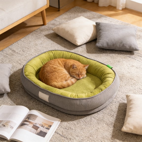 Pgyong Extra Thick Winter Dog & Cat Bed with Removable Cushion - Warm Plush Sofa Mat, Kennel Crate Pad, Machine Washable Pet Furniture for Indoor Use