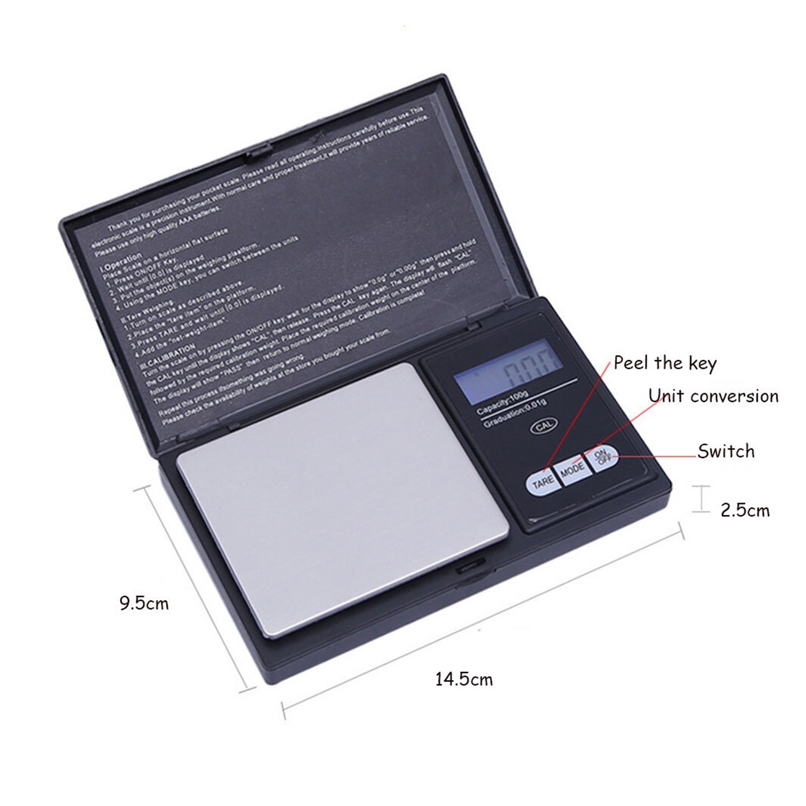 Digital Pocket Jewelry Mini Stainless Steel Electronic Scale Gold Gram Balance Weight Scale Portable ,Multiple Accessories