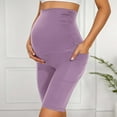 thumbnail image 2 of Bibifish Womens Maternity Leggings Knee Length High Waist Slim Fit Pants Elastic Waistband Pocket Detail Stretchy Casual Daily Wear Comfortable Maternity Pants, 2 of 6