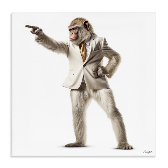Stupell Industries Eclectic Stylish Ape in Suit Canvas Art, 17 x 17, by Roozbeh