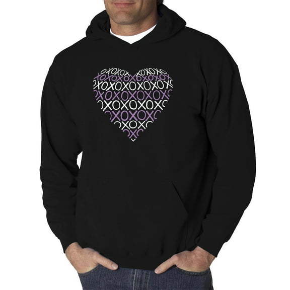 LA Pop Art Men's Word Art Hooded Sweatshirt - XOXO Heart