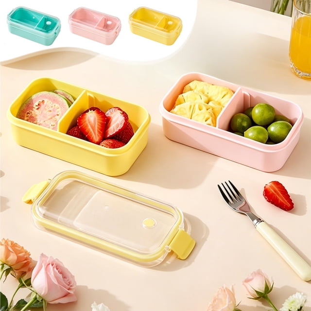 Usloyux 3Pcs Frame Lunch Box Food-Grade Sealed Fresh-Keeping Box, Bento Style Fruit Storage Container Microwave Heating Lunch Box, Picnic Portable Box for OfficeSchoolOutdoor Travel