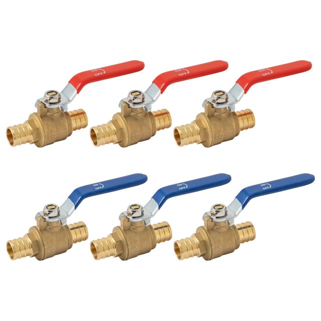 Válvula de bola PEX SUNGATOR de 3/4 pulgadas de latón con puerto completo, paquete de 6
