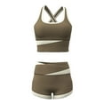 thumbnail image 6 of Sngxgn Workout Sets for Women Compression Yoga Outfits Bikers Crop Tank Tops Shorts Tracksuits Sweatsuits(Khaki,L), 6 of 6
