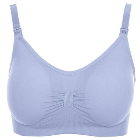 

REORIAFEE Nursing Bra for Breastfeeding Comfort Maternity Bra Soft Pregnancy Bra 1PC Pregnant Plain Color Bra Maternity Nursing Bra Blue XL
