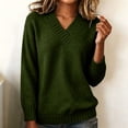thumbnail image 2 of DYTTDG Women's V-Neck Sweater | Long Sleeve Loose Fit Solid Color Knit Pullover Top, Ribbed Cuffs and Hem Casual Jumper for Daily Outfits, 2 of 8