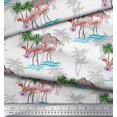 thumbnail image 3 of Soimoi White Crepe Silk Fabric Palm Tree, & Flamingo Bird Print Fabric by the Yard 42 Inch Wide, 3 of 3