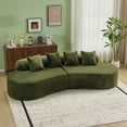 thumbnail image 5 of Modular Sofa, Green Curved Plush Sectional with Foam Spring Support, 111-Inch Multi-Seat Sleeper for Living Room and Small Spaces, 5 of 10