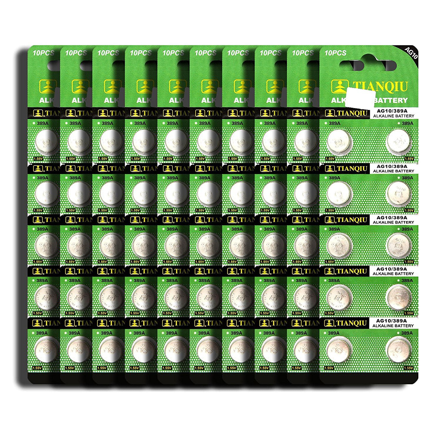 10 Pieces AG10 LR1130 389A LR54 SR1130 L1131 Alkaline Button Cell Battery with Retail Blister Pack Cards