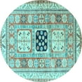 thumbnail image 1 of Ahgly Company Indoor Round Geometric Light Blue Traditional Area Rugs, 8' Round, 1 of 4