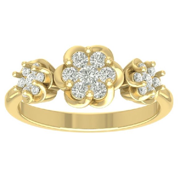 ARAIYA FINE JEWELRY 10K Yellow Gold Lab Grown Diamond Flower Band Ring (1/2 cttw, D-F Color, VS Clarity), Size 7
