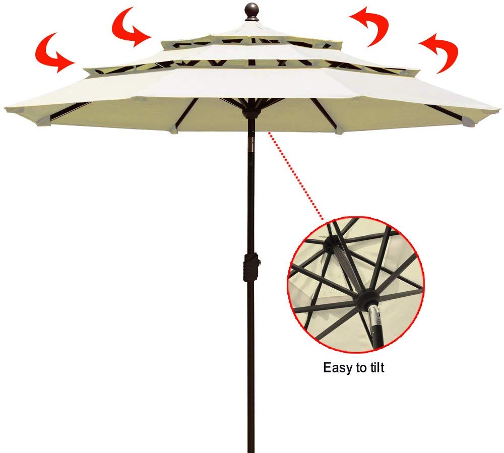 Eliteshade Sunbrella 9ft 3 Tiers Market Umbrella Patio Outdoor Table Umbrella With Ventilation And 10 Years Non Fading Guarantee Natural Walmart Com Walmart Com