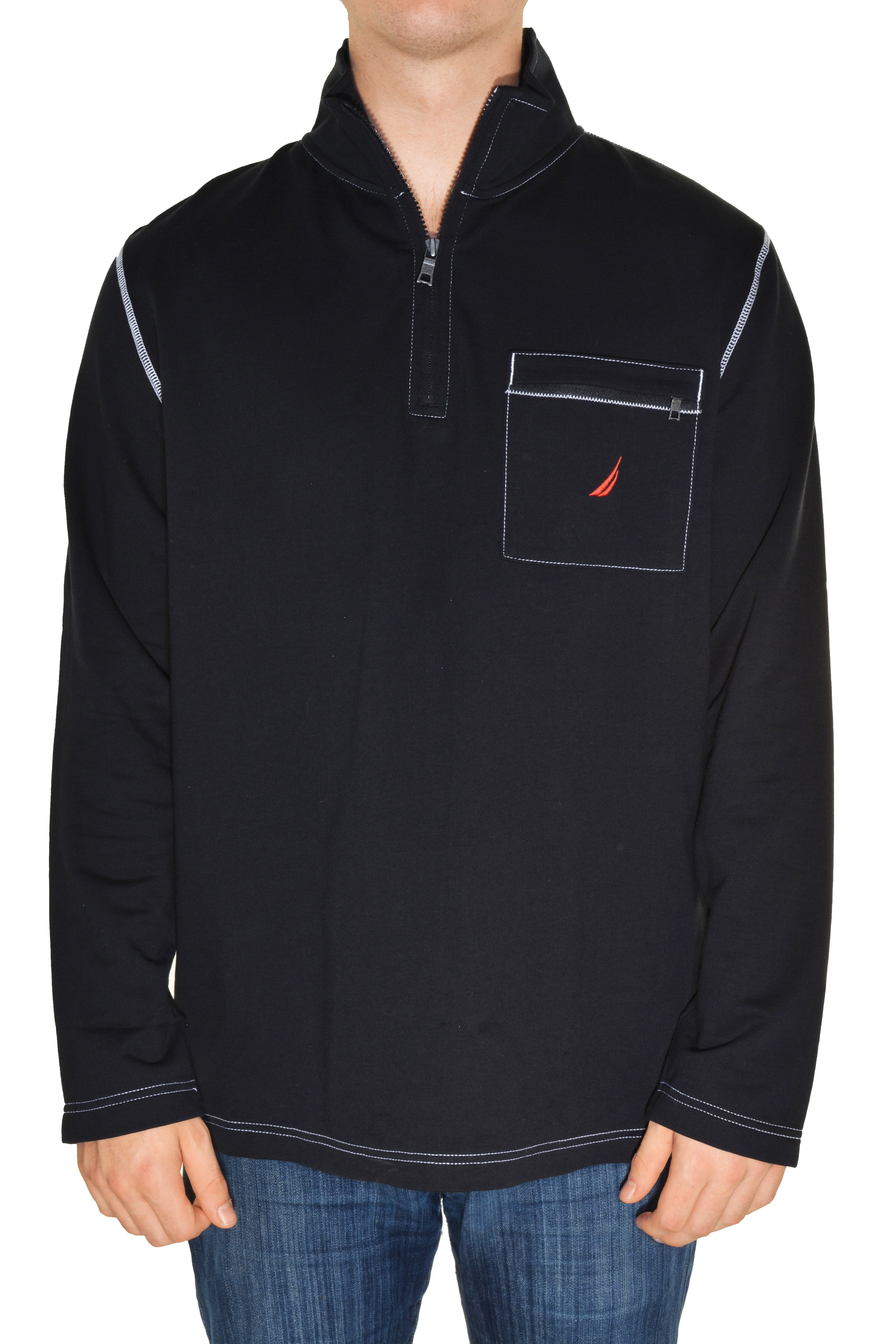 nautica mens quarter zip pullover sweatshirt