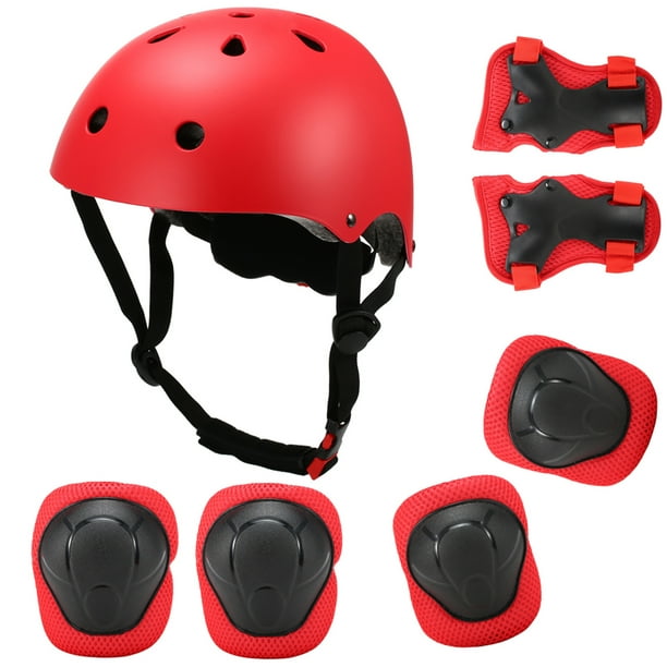 Equipo de protección Niños 7 en 1 Casco y almohadillas Set Almohadillas para rodilla ajustables para niños Almohadillas de codo Muñequeras para Scooter Patineta Patinaje sobre ruedas Ciclismo