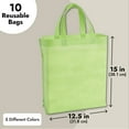 10 Pack Foldable Reusable Fabric Tote Bags with Handles, Bulk Cloth