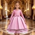 thumbnail image 2 of JAJAHO Flower Girl Dress Kids Girls Princess Birthday Dress Lace Long Sleeve Pleated Midi Party Wedding Formal Ball Gown 4-14Y, 2 of 7