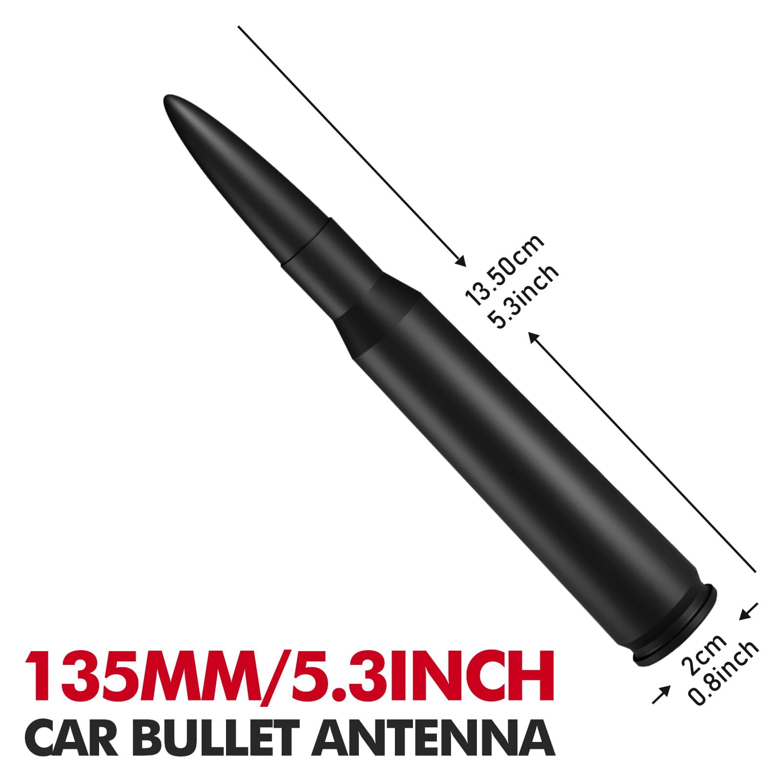 Black 5.3-Inch Aluminum Bullet Antenna,Suitable for Chevrolet Silverado,Ford,Jeep Cfically for Optimizing FM/AM Reception