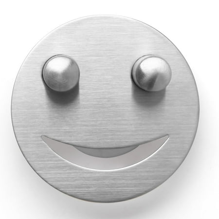 Kitchen Sponge Holder Stainless Steel, Smiley Face Design Sink Caddy with Suction Cup, Brushed Silver Organizer to Keep Sponge Dry Clean, Silver