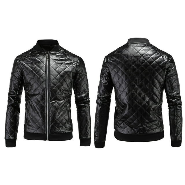 DPTALR Men's Leather Plus Fleece Jacket, Motorcycle Jacket, Warm Leather Jacket
