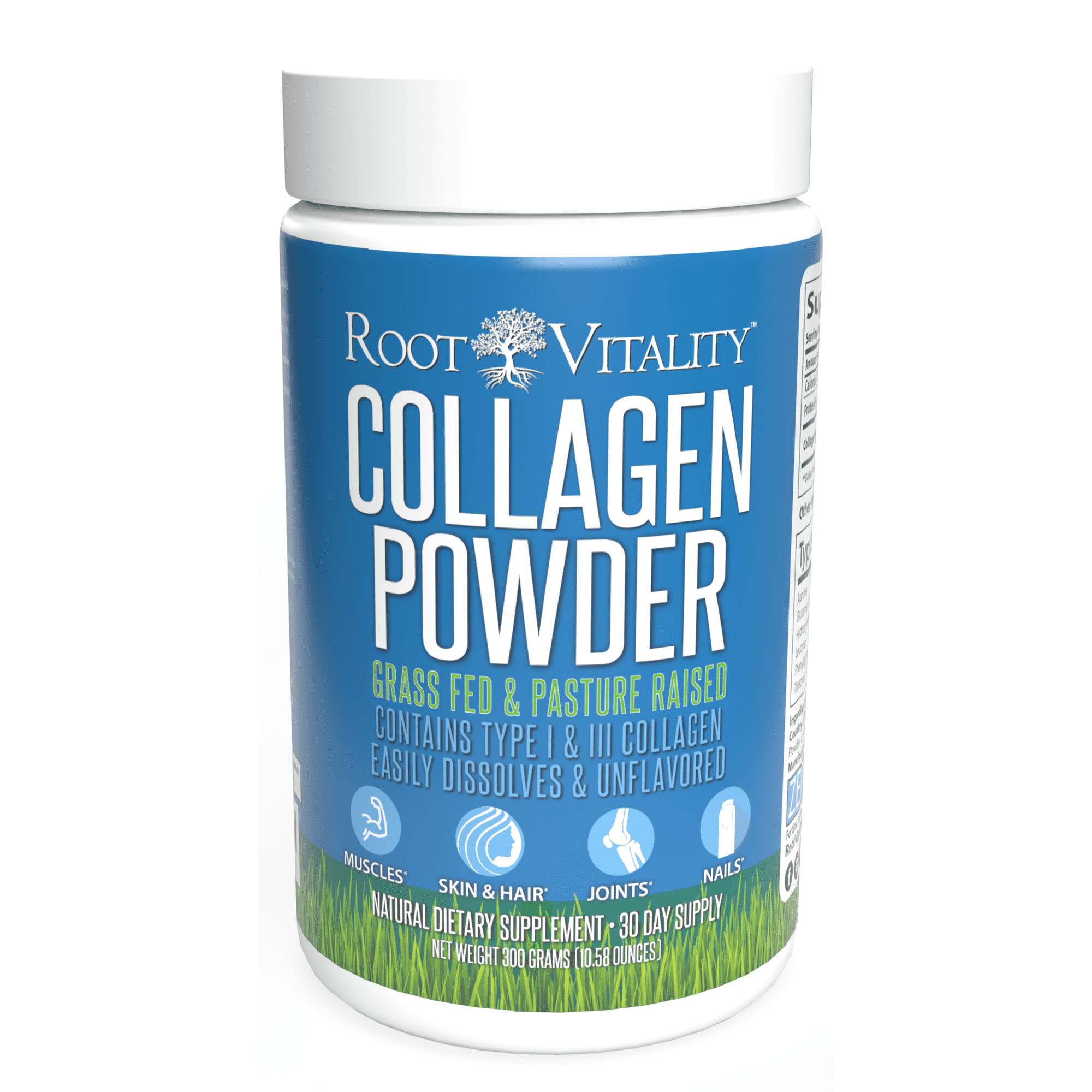 Root Vitality Collagen Peptides Powder and Supplements for Hair, Skin, Muscles & Joints, Women & Men of All Ages, 300g