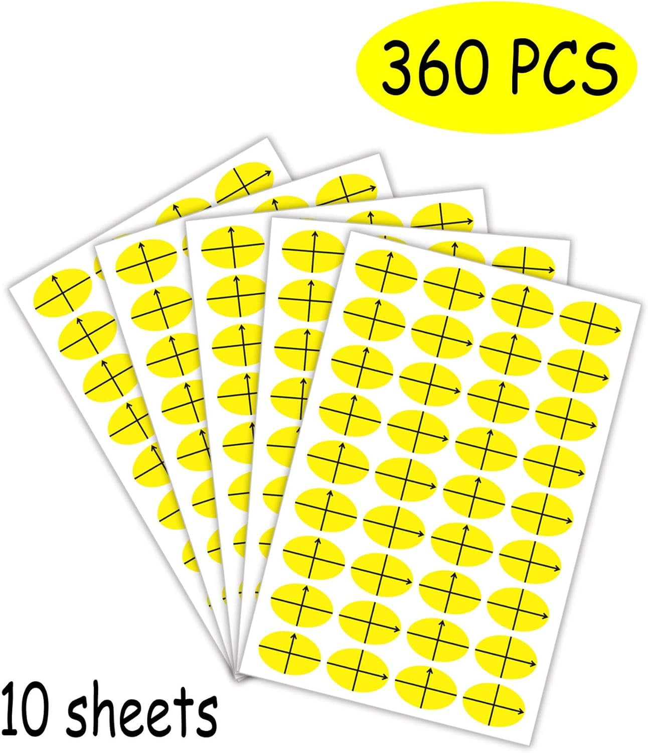 3/4" x1/2" Machine Embroidery Design Placement Reusable Embroidery Target Labels Target Stickers Oval Shape Target Yellow Planner Calendar Sticker 360 Pcs
